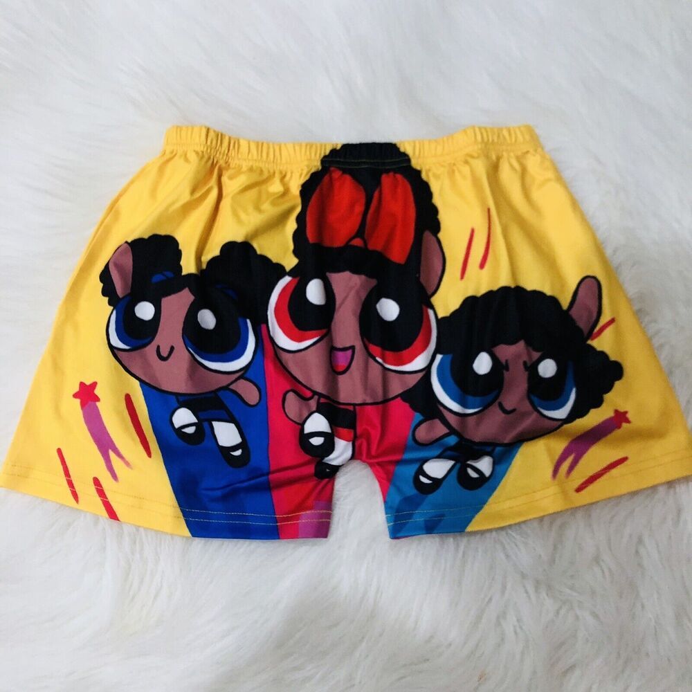 Power puff Girls Snack Shorts Size Large Booty Shorts Yellow Candy Hot Pants